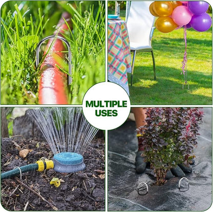U Shape Garden Stakes 180 Packs 4 Inch 11 Gauge Irrigation Tubing Stakes, Heavy Duty Galvanized Landscape Staples for Tube, Lawns, Landscape Fabrics,Irrigation Hose and Weed Barriers