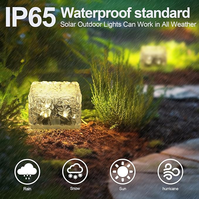 Solar Brick Lights-Outdoor Solar Lights for Yard-Solar Brick Landscape Path Light 6 Pack LED Light Brick Garden Decor for Pathway Patio Walkway Backyard Decoration