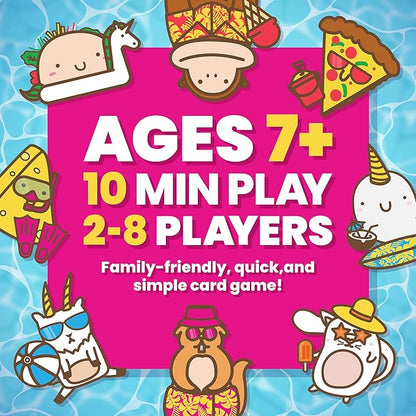 Taco Cat Goat Cheese Pizza Pool Edition Wildly Entertaining Waterproof Card Game for Outdoor Game Days | Easy to Play with 10 Minute Rounds | Fun for Kids, Teens, Adults, and Families | 2-8 Players