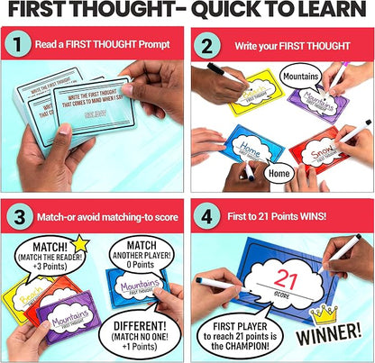 FIRST THOUGHT Family Board Game | The Hilarious Quick-Thinking Party Game | Family-Friendly Board Game | Great for Game Nights | Easy to Learn & Play Anywhere | Perfect for 4-8 Players