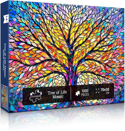 Tree of Life Mosaic Puzzles for Adults 1000 Pieces,Challenging Jigsaw Puzzles for Adults 1000 Pieces,Hard Difficult Impossible Puzzle for Family Game Night,Puzzle with Letters on Back Games