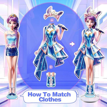 PainZieteg Magnetic Dress Up Dolls,Paper Dolls for Girls, Kids DIY Princess Magnetic Dress-Up Doll for Girl Birthday (Dress Up Box)