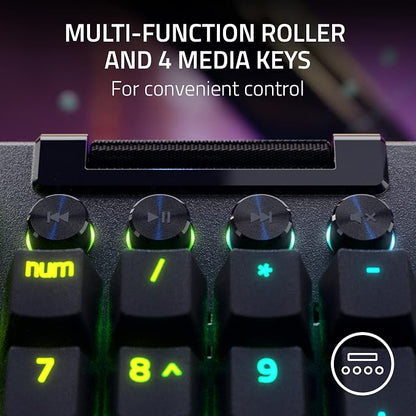 Razer BlackWidow V4 Pro Wired Mechanical Gaming Keyboard, Orange Switches | Tactile & Quiet Switches, Doubleshot ABS Keycaps, Command Dial, 8 Dedicated Macro Keys, RGB, Snap Tap, Magnetic Wrist Rest