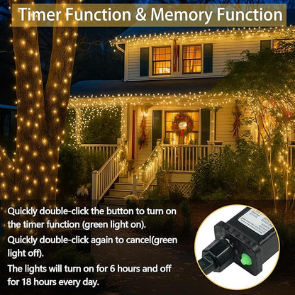 Super-Long 180FT 500 LED Christmas String Lights Indoor Outdoor,13 Modes Warm White Christmas Lights Waterproof, Twinkle Fairy Lights Plug in Clear Wire for Christmas Tree Bedroom Wedding Party