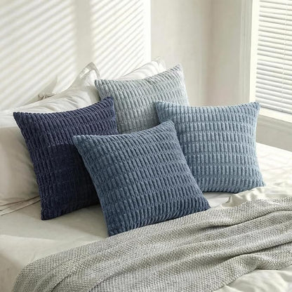 Fancy Homi 4 Packs Decorative Throw Pillow Covers for Living Room Couch Bed, Modern Farmhouse Boho Home Décor Accent Cushion Case, 14" x 14", Blue Series