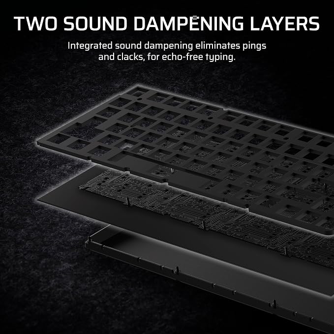 Corsair K65 Plus Wireless 75% RGB Hot-Swappable Mechanical Gaming Keyboard – Pre-Lubricated MLX Fusion Tactile Switches – Dual-Layer Sound Dampening – PBT Keycaps – QWERTY NA – Black