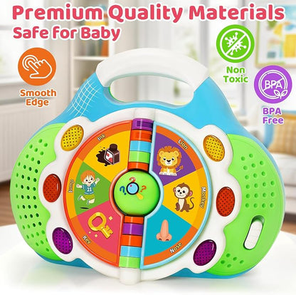Musical Toddler Learning Toy, Alphabet Flip Book with Lights & Sounds, Car Seat Travel Toy for 1 2 3 Year Old Boys Girls, Interactive ABC Educational Toy for Daycare Classroom, Christmas Birthday Gift
