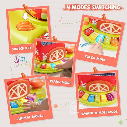 Vanvimen Musical Baby Toys 6-12 Months, Surprise Barn with 7 PCS Stuffed Farm Animals, 4 Mode Sound and LED Lights, Montessori Sensory Toys for 6 12 Months, Ideals 6 7 8 9 Month Old Baby Gifts Toy