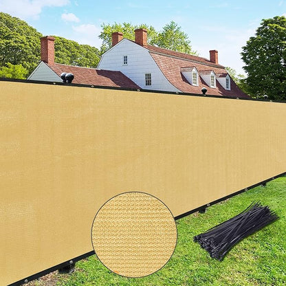 UPGRADE Privacy Fence Screen 8'x2' Sand Outdoor 90% Visibility Blockage 170 GSM Mesh Shade Cover Panels for Backyard,Balcony,Home Decoration with Zip Ties,Customized Avaliable