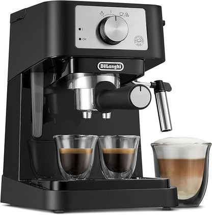 De'Longhi Stilosa Compact Manual Espresso Machine, Manual Milk Frother | #1 Worldwide Espresso Machine Maker, 15 Bar Pump Pressure, Stainless Steel Boiler, Frother, Compact Design