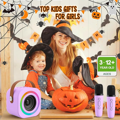 Mini Karaoke Machine for Kids with 2 Wireless Mics,TOP Singing Toys Birthday Gifts Ideas for Girls Ages 3,4,5,6,7,8,9,10,11,12+ Years Old,Great Gift Ages Girls,Boys Trend Party