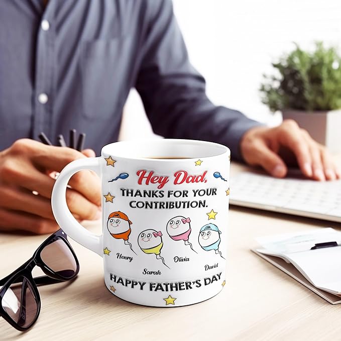LOVELYPOD Custom Dad Mug with Kids Names, Fathers Day Mugs, Dad Gifts from Daughter Son, Fathers Day Presents, Personalized Coffee Cup, Custom Papa Gifts