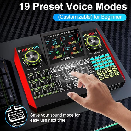 Podcast Microphone Bundle with Live Sound Board Audio Mixer, Podcast Equipment Bundle with 3.5mm Condenser Microphone(P15) for Pc/Phone Live Streaming Singing Gaming, Voice Changer, Denoise