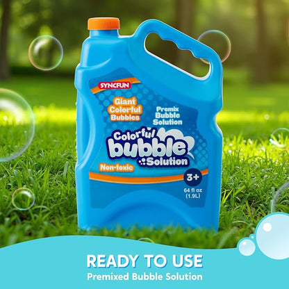 SYNCFUN 64 oz Premixed Bubble Solution, 1.9L Giant Pre-Mix Refill Solution for Bubble Machine, Bubbles for Kids, Wands, Blower, Easter, Outdoors Activity,No Mixing or Measuring