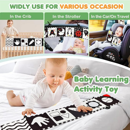 BBWOO High Contrast Baby Toys for Newborn, Tummy Time Mirror, Black and White Baby Toy for 0-6 Months, Soft Montessori Visual Stimulation Infant Book, Boy Girl Shower Gift