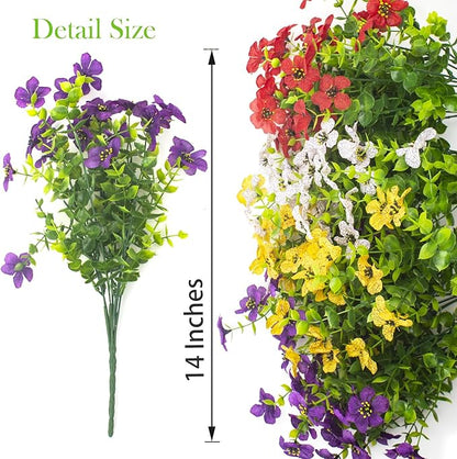 Artificial Fake Plants Flowers for Outdoor Spring Decoration, 16 Bundles Faux Silk Colorful Daisy UV Resistant Realistic for Outside Porch Patio Home Yard Garden Planters Pots Window Box(Mix)