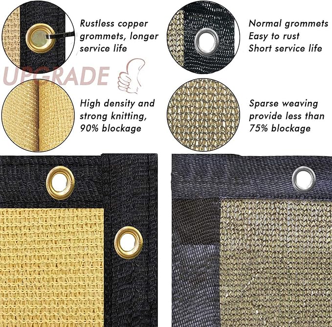 UPGRADE Privacy Fence Screen 6'x18' Sand Outdoor 90% Visibility Blockage 170 GSM Mesh Shade Cover Panels for Backyard,Balcony,Home Decoration with Zip Ties,Customized Avaliable