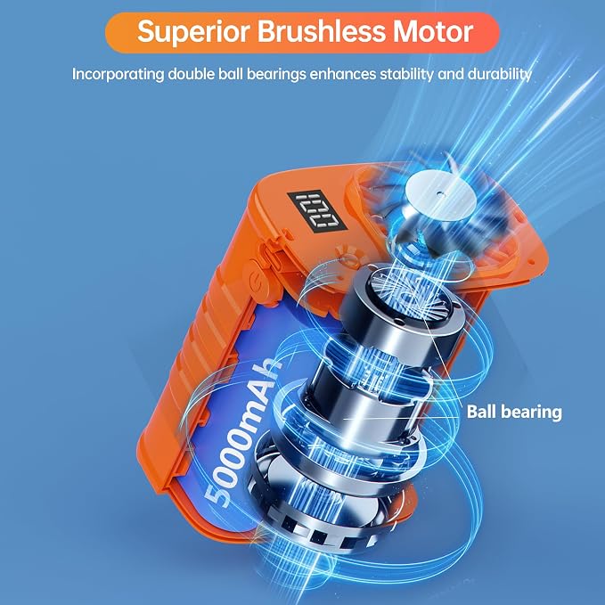 Waist Fan, 5000mAh Rechargeable Belt Clip Fan, 39ft/s Strong Airflow, 5 Speeds, Up to 29H, Wearable Hands-Free Body Cooling with Bottom Air Intake, USB-C for Jobsite Camping Farm