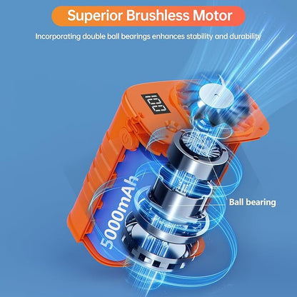 Waist Fan, 5000mAh Rechargeable Belt Clip Fan, 39ft/s Strong Airflow, 5 Speeds, Up to 29H, Wearable Hands-Free Body Cooling with Bottom Air Intake, USB-C for Jobsite Camping Farm