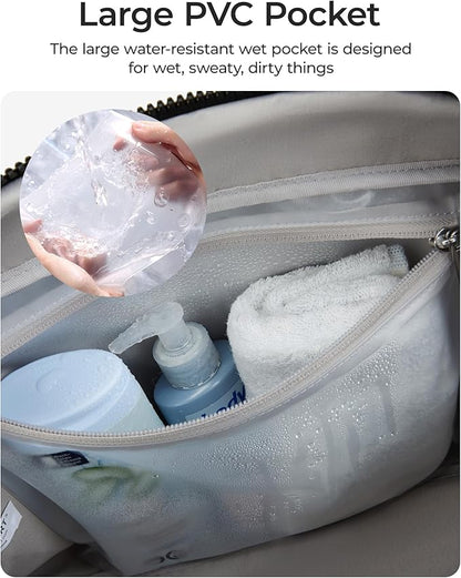 BAGSMART Duffle Bag for Travel, Gym Bag for Women, Weekender Carry on Bag | PVC Wet Pocket, Airline Approved Personal Carry-on Size, Fits Under-seat, One Bag for Gym, Travel, Hospital, Overnight