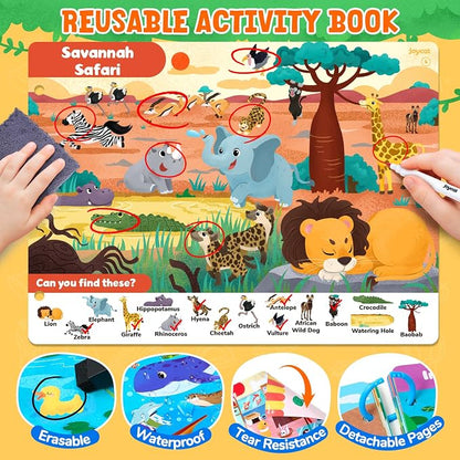 JoyCat Seek & Find Game Book - Animal Preschool Learning Activity for Toddlers & Kids, Travel Activities Toys for Road Trip Car Airplane, Christmas Toys, Educational Gifts for Boys Girls Ages 3-5
