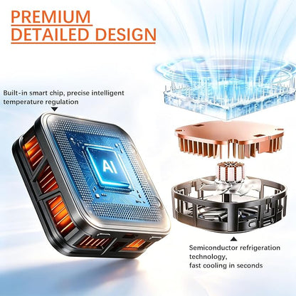 Wireless Magnetic Phone Cooler for Gaming & Streaming | Cordless Operation | Semiconductor Cooling | Digital Display | Quiet Fan | Travel & Outdoor Ready