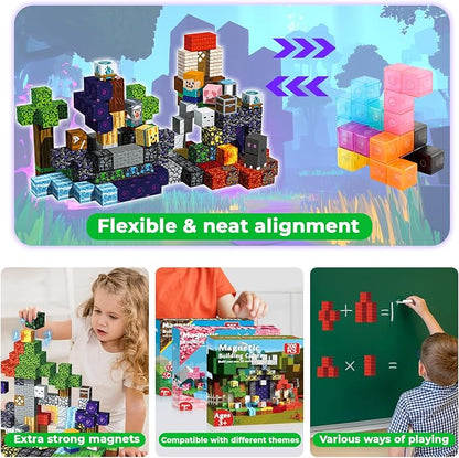 Magneverse 200 PCS 0.8in Magnetic Blocks - Magnet Toys for Boys, Magnetic Building Blocks Cubes, Stacking Magnets, School STEM Toys Birthday Gifts for Boys and Girls Age 3+ Years Old (Theme: Portal)