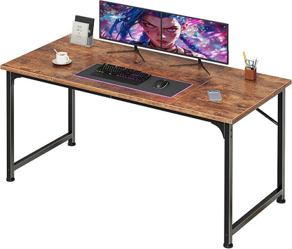 PRAISUN 47 Inch Computer Desk, Home Office Desk with Spacious Desktop, Rustic Brown