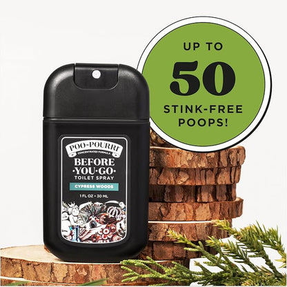 Poo-Pourri Cypress Woods Pocket Sprayer Before-You-Go Toilet Spray - Instantly Trap Bathroom Odor - Plant Based Ingredients & Essential Oils - No synthetic fragrance - Cypress, Pine, Fresh Air Scent