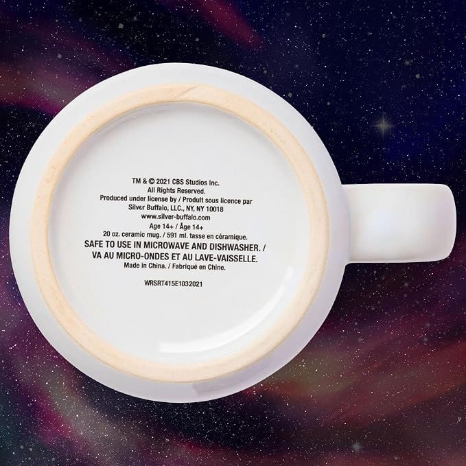 Silver Buffalo Star Trek Enterprise Property, Ceramic Camper Mug, 20oz | NCC-1701, The USS, 0.59 Liters