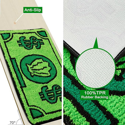 RoomTalks Cute Money Rug 2x3 Cartoon Funny Cool Small Throw Rugs for Girls Bedroom Kids Bathroom Kitchen Dorm Non Slip Machine Washable Soft Shag Accent Floor Rug, Unique Gift for Kids Girls