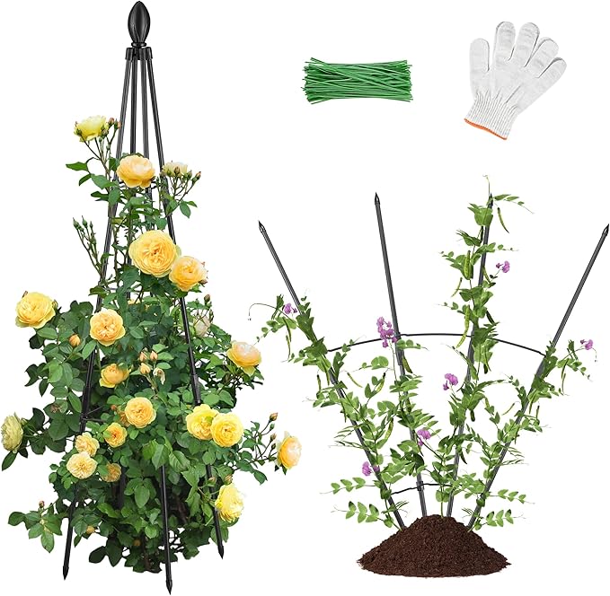 2 Pack Garden Trellis for Climbing Plants, Garden Trellis Rustproof Plastic Coated Metal Plant Support for Vegetables, Vines and Rose Bushes