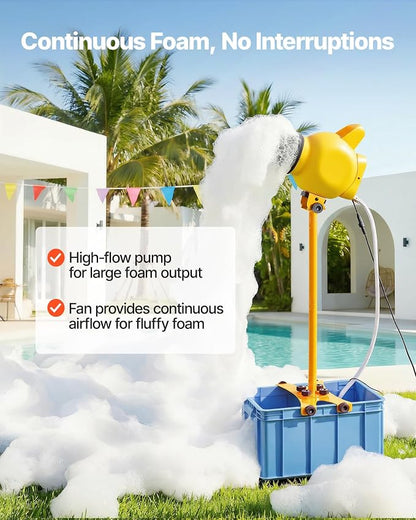 VEVOR Foam Machine, Adjustable Angle Control Foam Cannon Party Machine, Bubble Cannon with 37QT Water Tank, Stable Vertical Design, Dense Foams Maker for Gatherings, Celebrations & Party