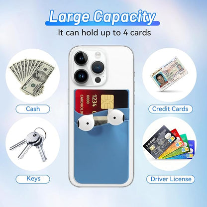 SHANSHUI Phone Card Holder Stick on, CellPhone Silicone Sticky Wallet Sleeve Pocket Business ID Credit Card Comptible for iPhone, Android & Most Smartphones - 5 Pack