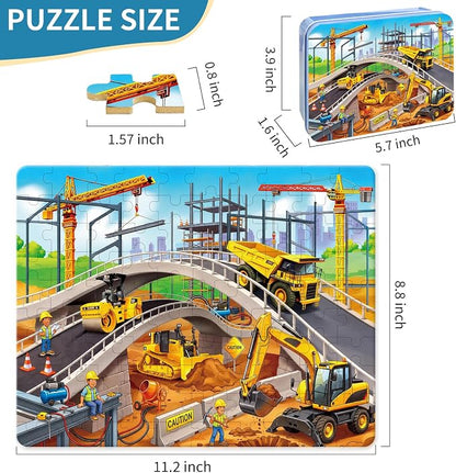 100 Pieces Puzzles for Kids Ages 4-8, Bulldozer Educational Kids 100 Piece Puzzle, Children Jigsaw Puzzles Kids Puzzles, Educational Learning Puzzle Toys for Girls and Boys