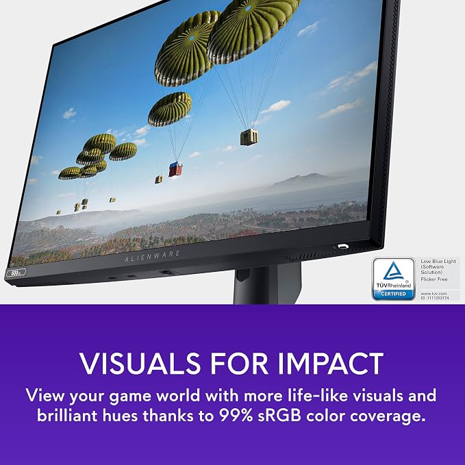 Dell 24 Monitor AW2524HF, FHD Fast IPS, 0.5ms, AMD FreeSync Premium | 400 cd/m² Brightness, Anti-Glare, 99% sRGB, Height Adjust 4.3in, Pivot, Swivel, VESA Adaptive-Sync, USB 3.2 Hub