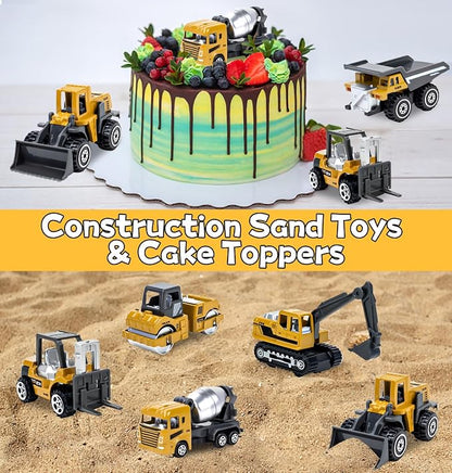 6Pcs Diecast Construction Toys, Alloy Construction Truck Toys for 3-9 Years Old Boys, Forklift, Excavator, Dump Truck Tractor Toy Playset for Kids Toddlers Birthday Gifts Party Favors