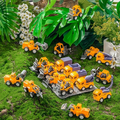Libima 72 Pcs Construction Toys for Construction Party Favors, Fire Fighting Vehicles Tractor Military Truck Toys Small Sand Trucks Excavator Toy for Birthday Gift, 16 Styles(Engineering Vehicles)