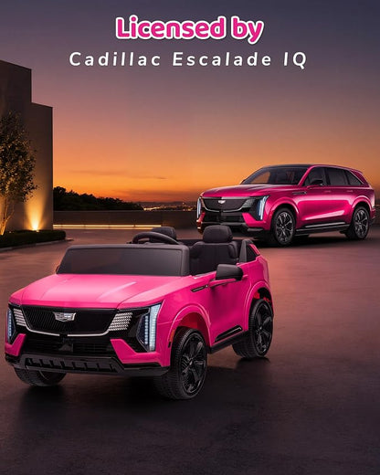Firstness 2 Seater Ride on Car for Kids 24V Licensed Cadillac Escalade IQ Powered Wheels with Remote Control 400W Electric Ride on Toy with 3 Speed Light Music 7AH Battery Car for Kids Ages 3-8, Pink
