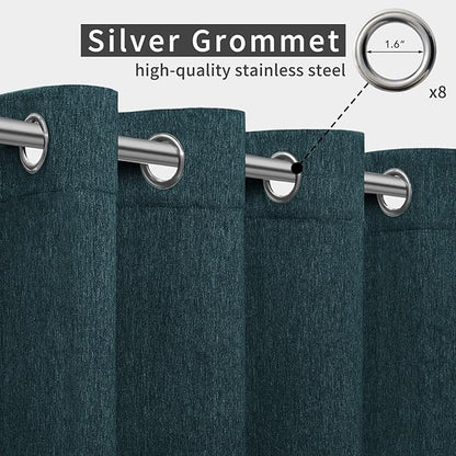 Easy-Going Linen Look Outdoor Curtains Waterproof Windproof Porch Curtains, Soft Thicken Outdoor Privacy Curtains for Patio, Gazebo, Grommet Top and Tab Bottom Drape, 1 Panel, 54x108 inch, Teal