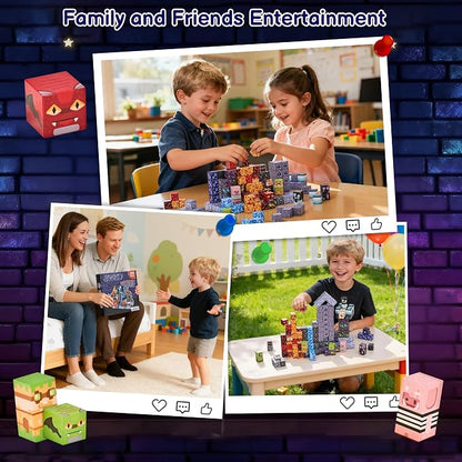 200PCS Magnetic Blocks, Magnetic Building Blocks Cubes Tiles, STEM Educational Stacking Magnets School Game Toys for Kid Ages 3 4 5 6 7 8 9 10 11 Birthday Party Supplies Gifts for Boys and Girls