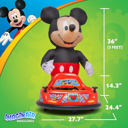 6V Mickey Mouse Toys Toddler Bumper Car - Ride On Toddler Toy, Kids Electric Bumper Car, Auto-Inflated, Parent Remote Control, LED Light, 360° Spins, 1 MPH, Max Weight 66lbs, Age 1.5-4yrs
