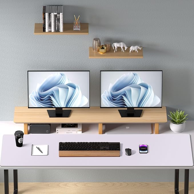Aothia Faux Leather Desk Mat – Large Mouse Pad, Non-Slip PU Leather Blotter, Waterproof Writing Surface for Office and Home (Soft Lavender, 47.2" x 23.6")