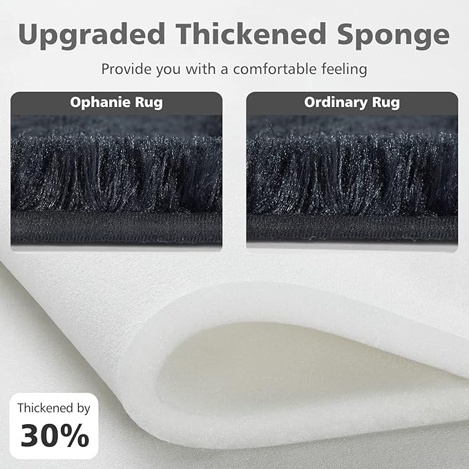 Ophanie Machine Washable 6 x 9 Rugs for Living Room,Black,Large Fluffy Fuzzy Plush Shag Comfy Soft，Non-Slip Indoor Floor Carpet,for Kids Boys Girls Dorm，Room,Bedroom,Playroom，Home Decor Aesthetic