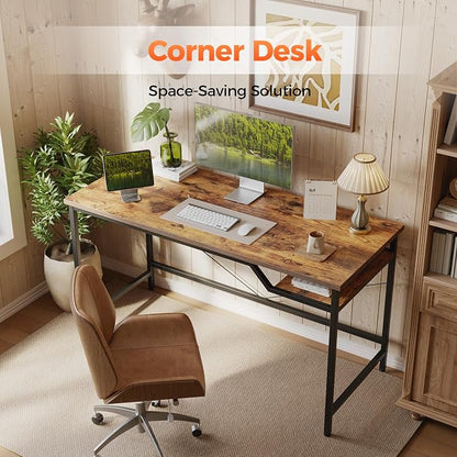Mericonia 48x24 Inch Computer Desk, 0.6" Thick Small Office Table | Modern Simple Style, Small Study & Writing Table for Home Bedroom Work, Brown