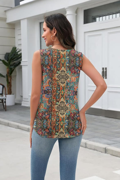Zeagoo Tank Top for Women V Neck Loose Fit Sleeveless Summer Tops Business Casual Outfits Dressy Blouses Shirts