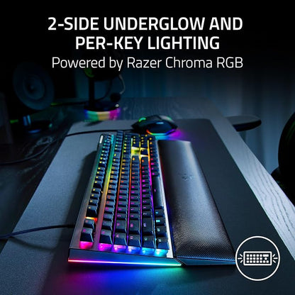 Razer BlackWidow V4 Mechanical Gaming Keyboard, Green Switches | Tactile & Clicky Switches, Chroma RGB, 6 Dedicated Macro Keys, Magnetic Wrist Rest, Doubleshot ABS Keycaps, Snap Tap