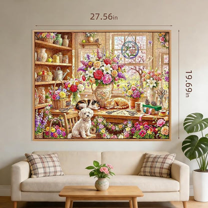 Cozy Floral Retreat Puzzles for Adults 1000 Pieces,Challenging Jigsaw Puzzles for Adults,Difficult Impossible Puzzle for Family Game Night,Puzzle with Letters on Back,Recycled Paper Jigsaw Puzzle