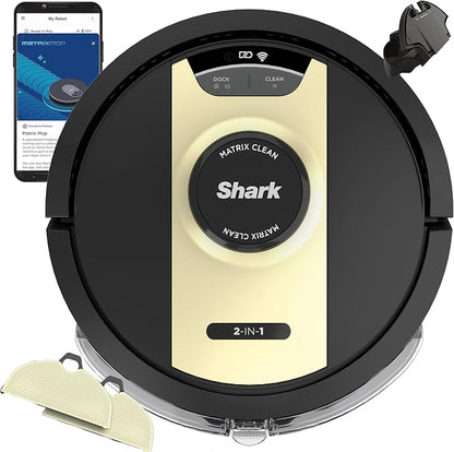 Shark IQ 2-in-1 Robot Vacuum and Mop with Row-by-Row Cleaning, Perfect for Pet Hair, Compatible with Alexa, No Self-Empty Base, Black/Bronze, RV2410WD