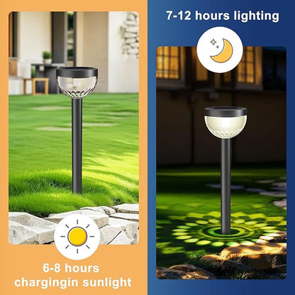 4 Pack Solar Flood Light, Security Lights,Pathway Lights with 2CCT(Warm and Cool) Light Modes,Bright Pattern Solar Decorative Lights Outdoor